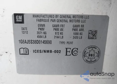 2013 Cadillac Ats Performance из США, поврежденный, VIN 1G6AJ5S38D0145690